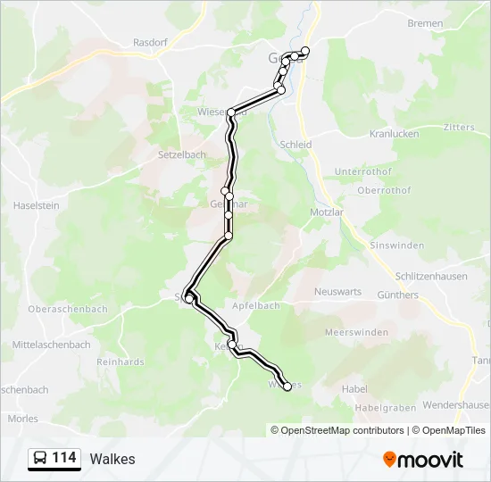 114 Bus Line Map