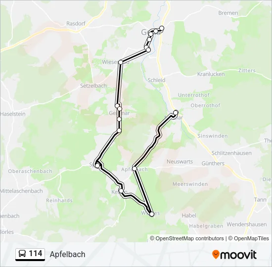 114 Bus Line Map
