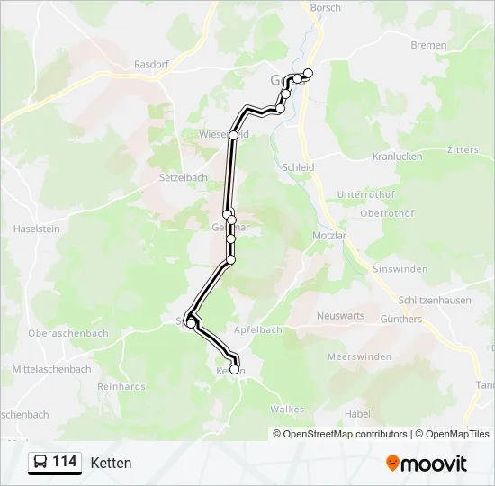 114 Bus Line Map