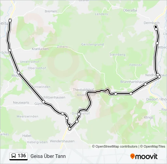 136 Bus Line Map