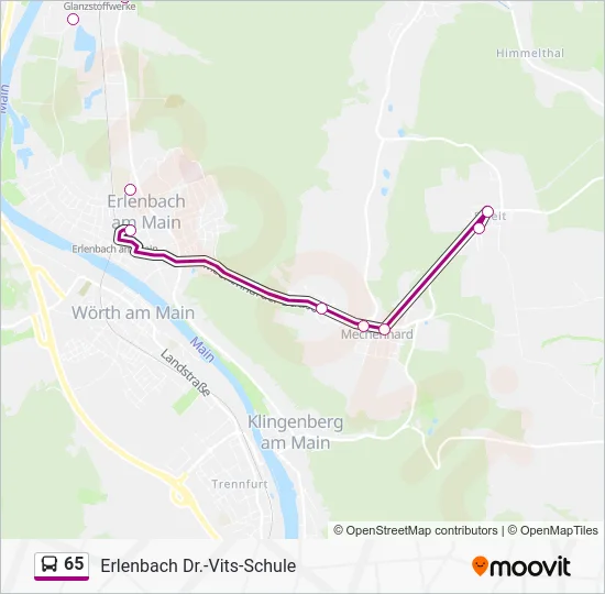 Автобус 65: карта маршрута