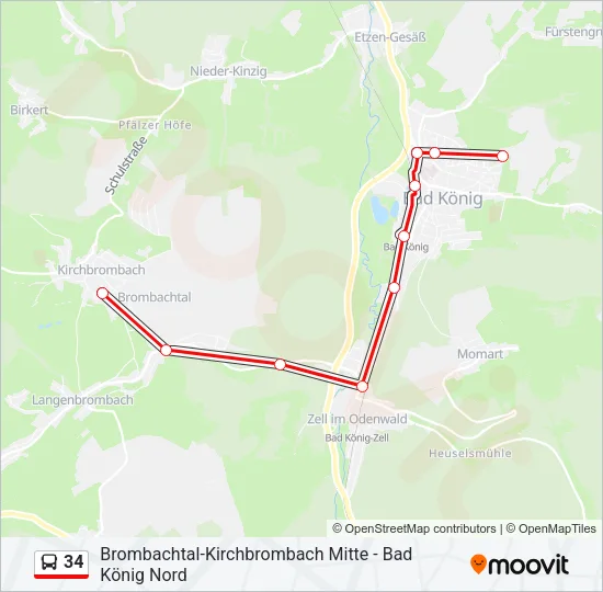 34 Bus Line Map