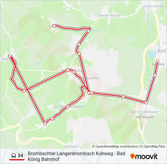 34 Bus Line Map