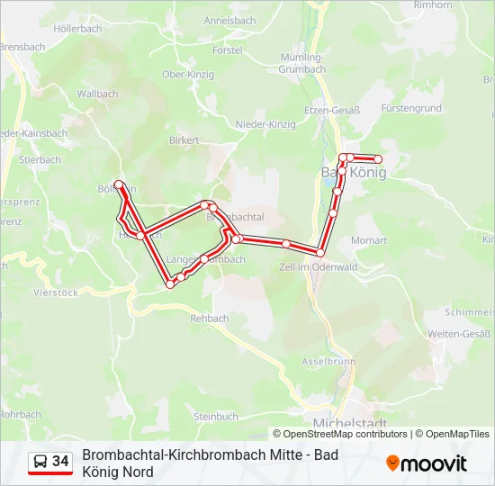 34 Bus Line Map