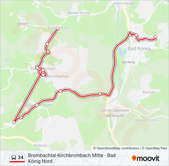 34 Bus Line Map
