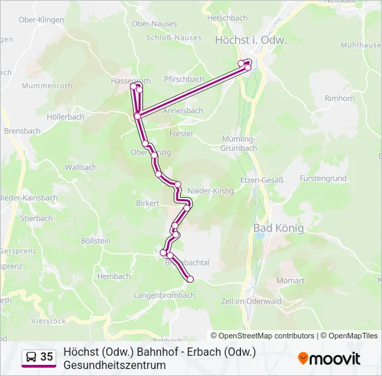 35 Bus Line Map