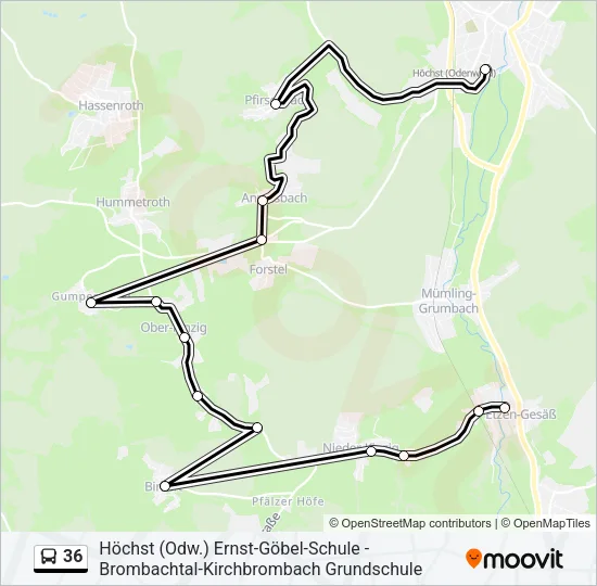 36 Bus Line Map