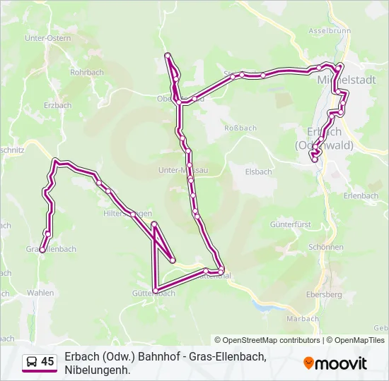 45 Bus Line Map