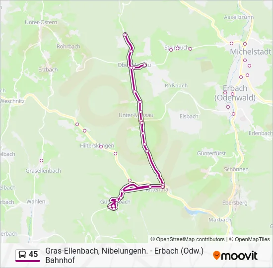 Автобус 45: карта маршрута