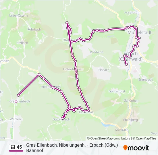 45 Bus Line Map