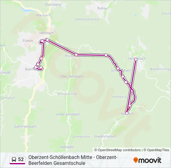 52 Bus Line Map