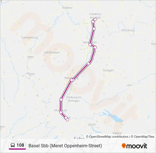 Автобус 108: карта маршрута