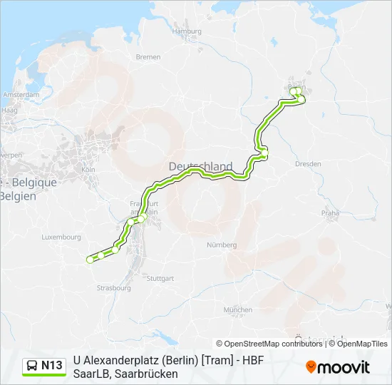 N13 Bus Line Map