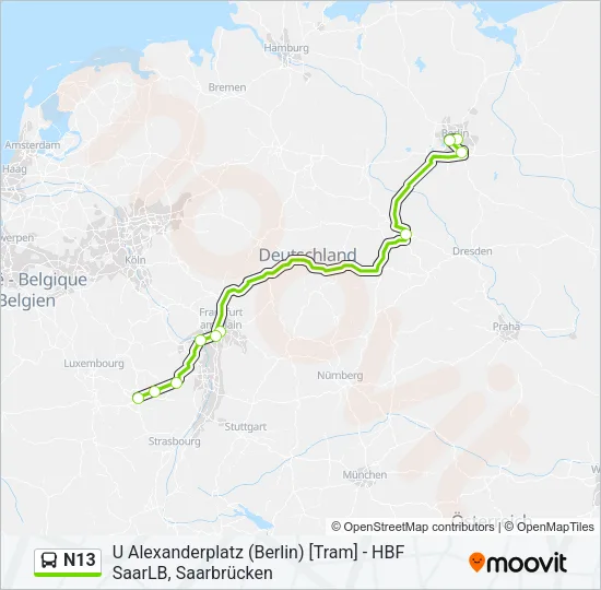 N13 Bus Line Map