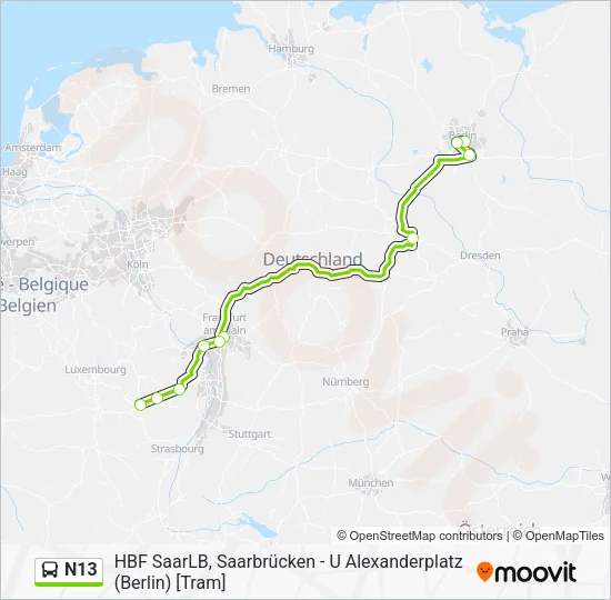 N13 Bus Line Map