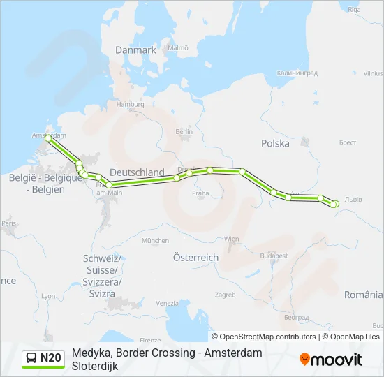 N20 Bus Line Map