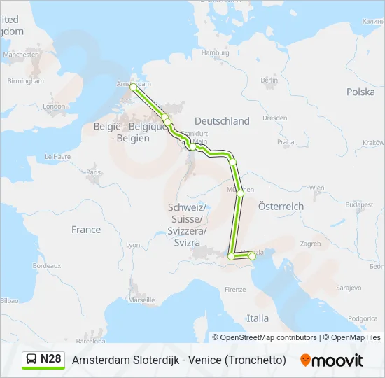 N28 Bus Line Map