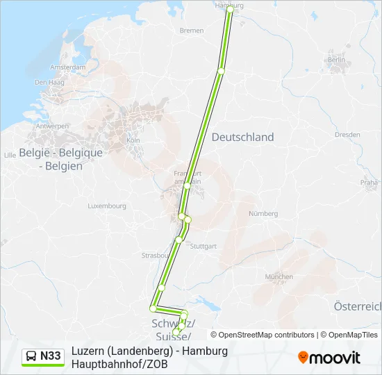 N33 Bus Line Map
