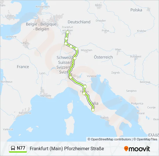 N77 Bus Line Map