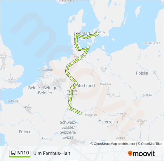 N110 Bus Line Map