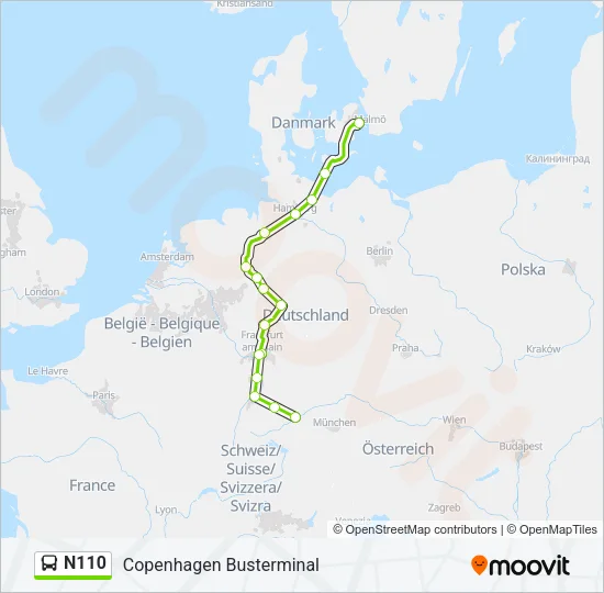 N110 Bus Line Map
