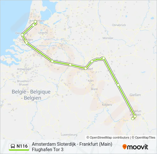 N116 Bus Line Map