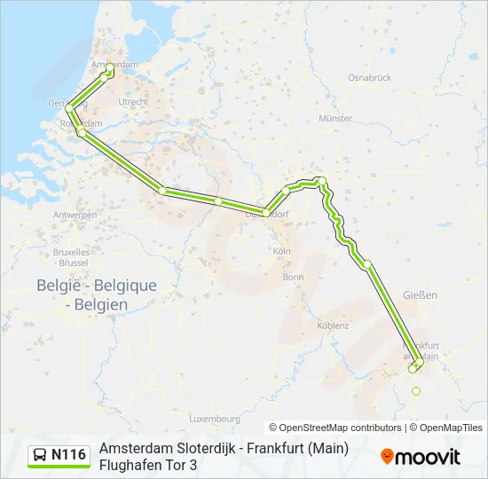 N116 Bus Line Map