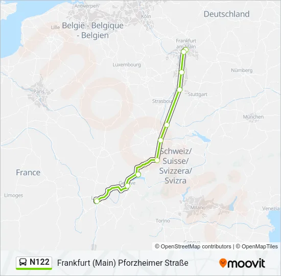 N122 Bus Line Map