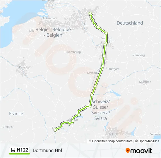 N122 Bus Line Map