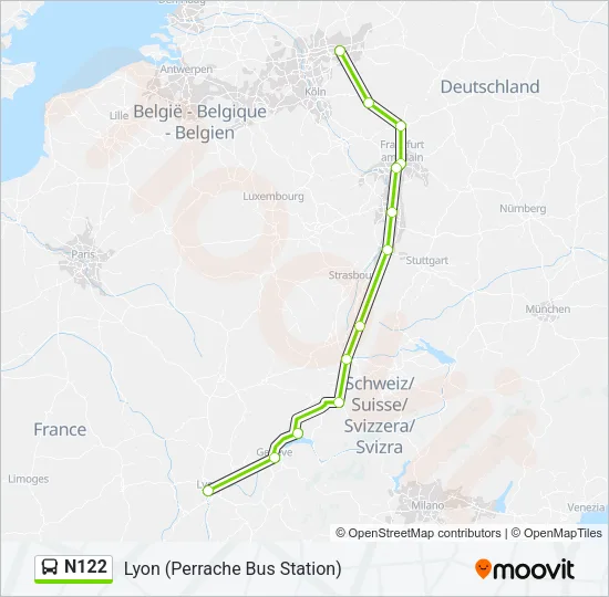 N122 Bus Line Map