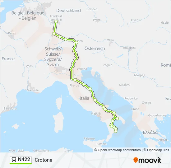N422 Bus Line Map