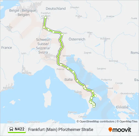 N422 Bus Line Map
