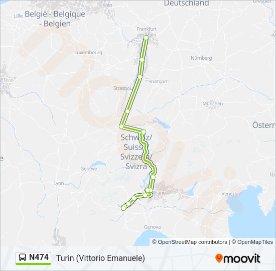 N474 Bus Line Map