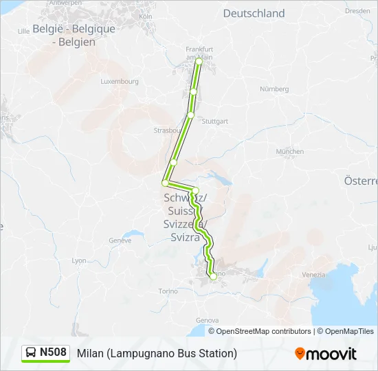 N508 Bus Line Map