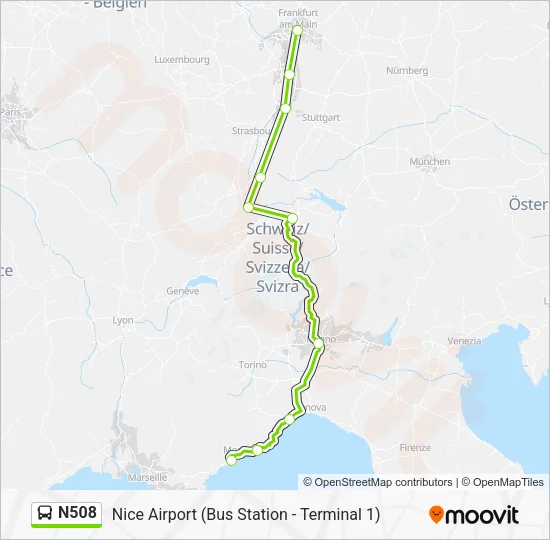 N508 Bus Line Map