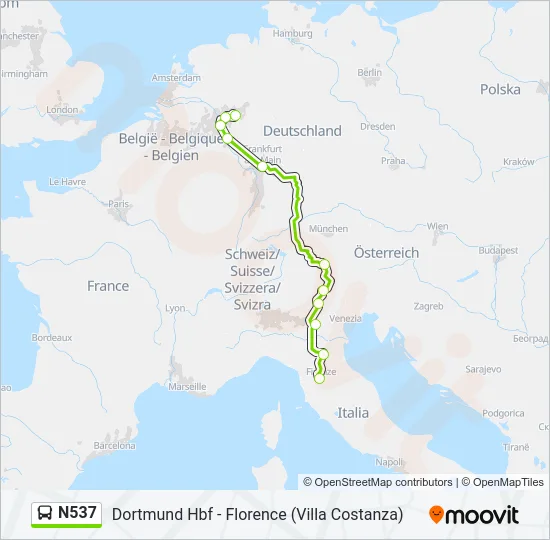 N537 Bus Line Map