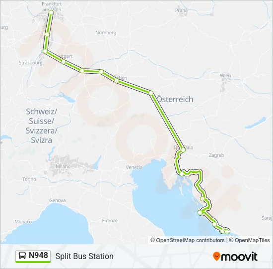 N948 Bus Line Map
