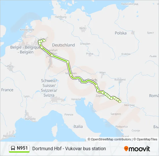 N951 Bus Line Map