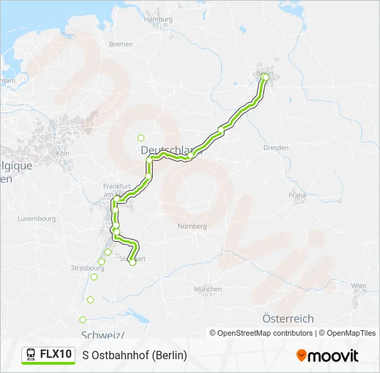 Поезд FLX10: карта маршрута