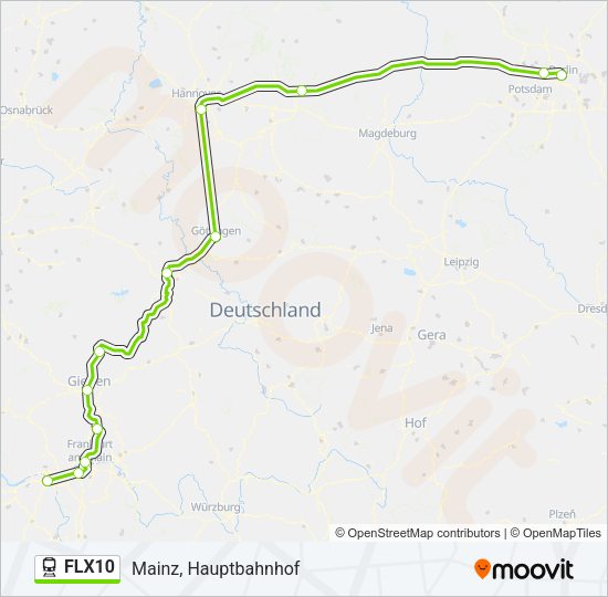 Bahnlinie FLX10 Karte
