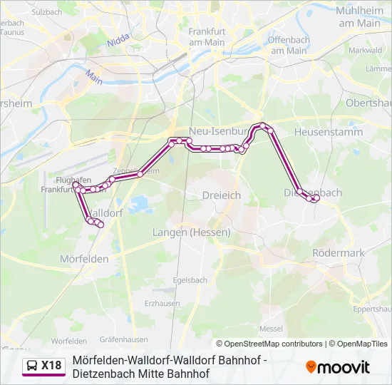 X18 Bus Line Map