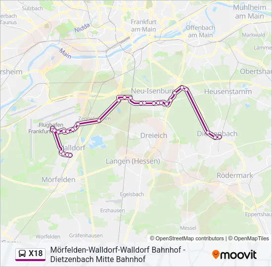 X18 Bus Line Map