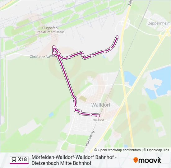 X18 Bus Line Map