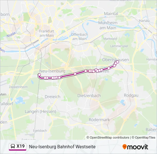 X19 Bus Line Map
