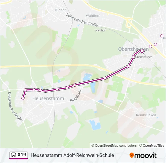 X19 Bus Line Map