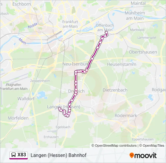 X83 Bus Line Map