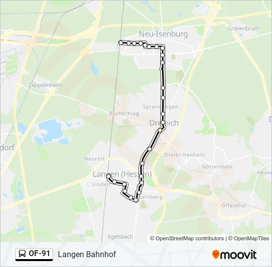 Автобус OF-91: карта маршрута