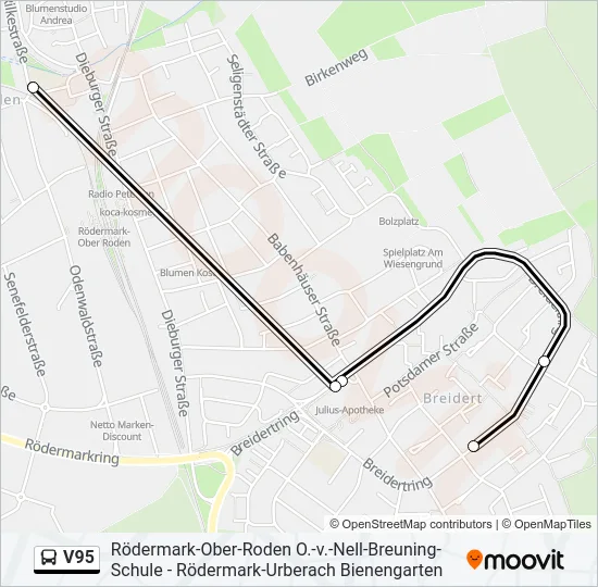 V95 Bus Line Map