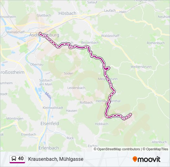 Автобус 40: карта маршрута