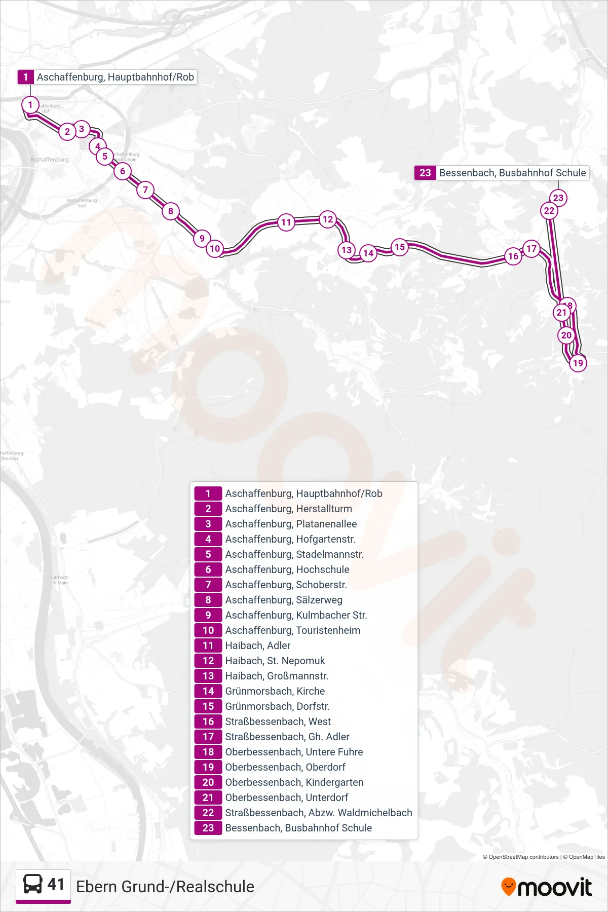 41 bus Line (Ebern Grund-/Realschule) route and stops on a map